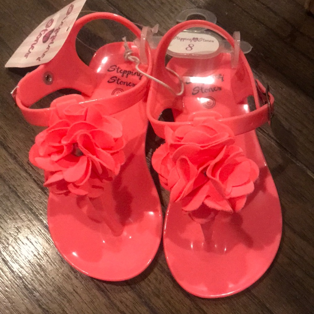 NWT Toddler girls size 8 Pink/Peach Flower Sandals